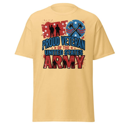Proud Veteran US Army T-Shirt | Military Graphic Tee - Yellow Haze - TeeRipple