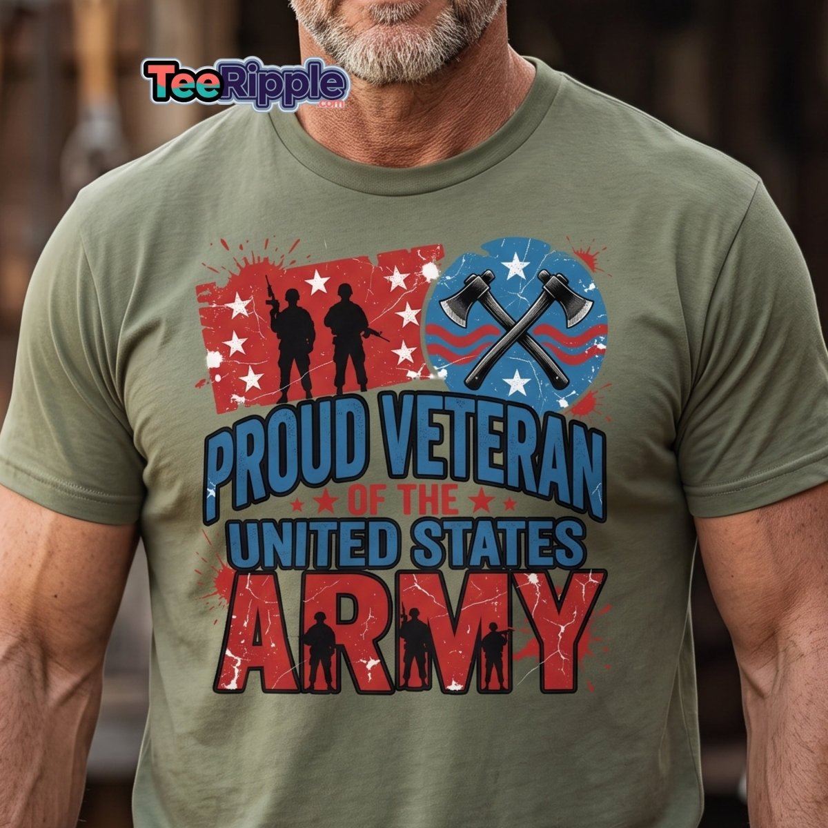 Proud Veteran US Army T-Shirt | Military Graphic Tee - Maroon - TeeRipple