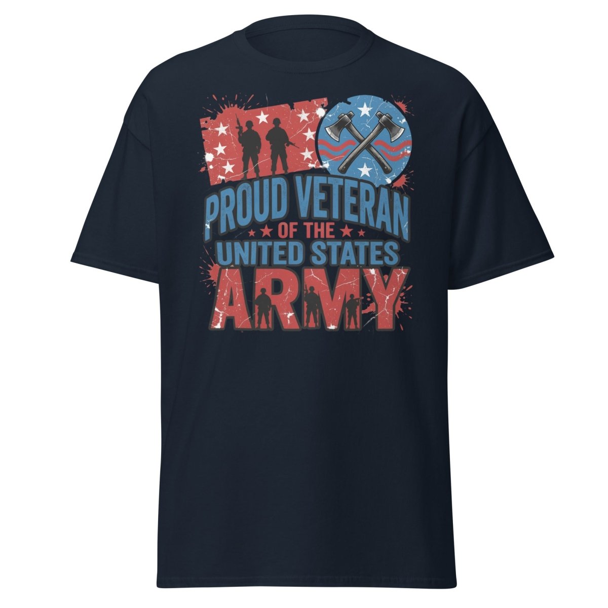 Proud Veteran US Army T-Shirt | Military Graphic Tee - Navy - TeeRipple