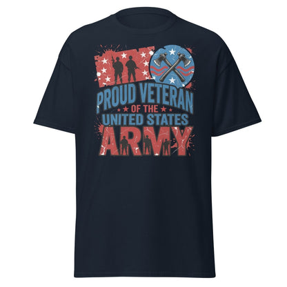 Proud Veteran US Army T-Shirt | Military Graphic Tee - Navy - TeeRipple