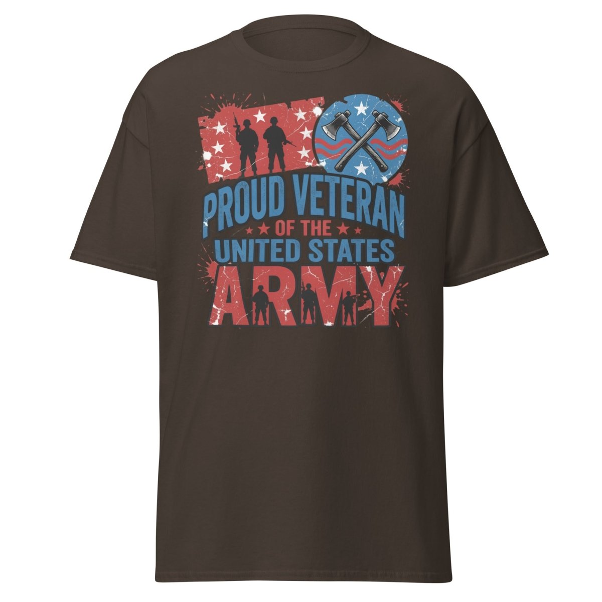 Proud Veteran US Army T-Shirt | Military Graphic Tee - Dark Chocolate - TeeRipple