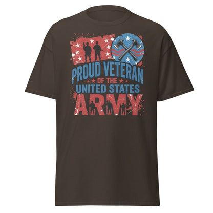 Proud Veteran US Army T-Shirt | Military Graphic Tee - Dark Chocolate - TeeRipple