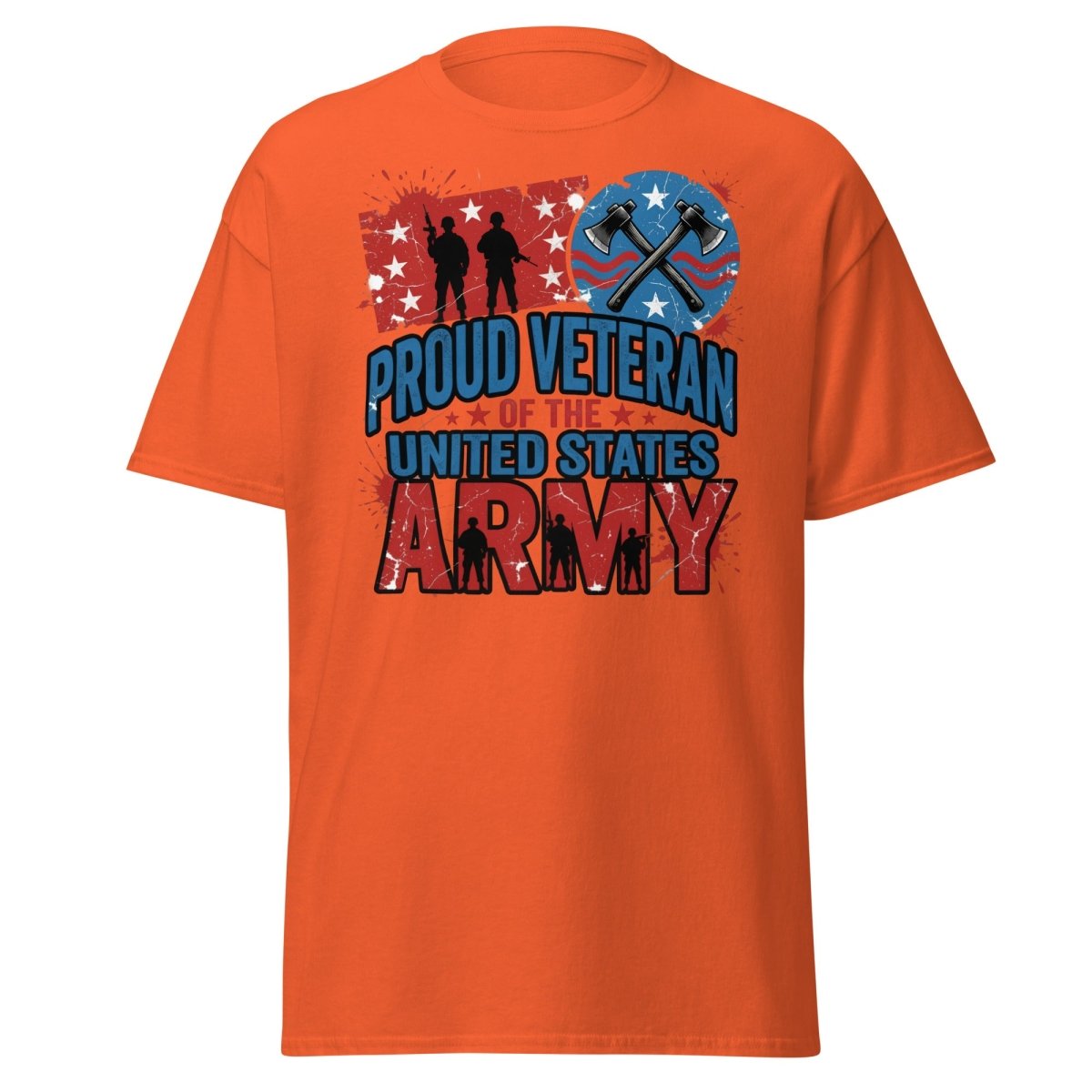 Proud Veteran US Army T-Shirt | Military Graphic Tee - Orange - TeeRipple