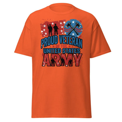 Proud Veteran US Army T-Shirt | Military Graphic Tee - Orange - TeeRipple