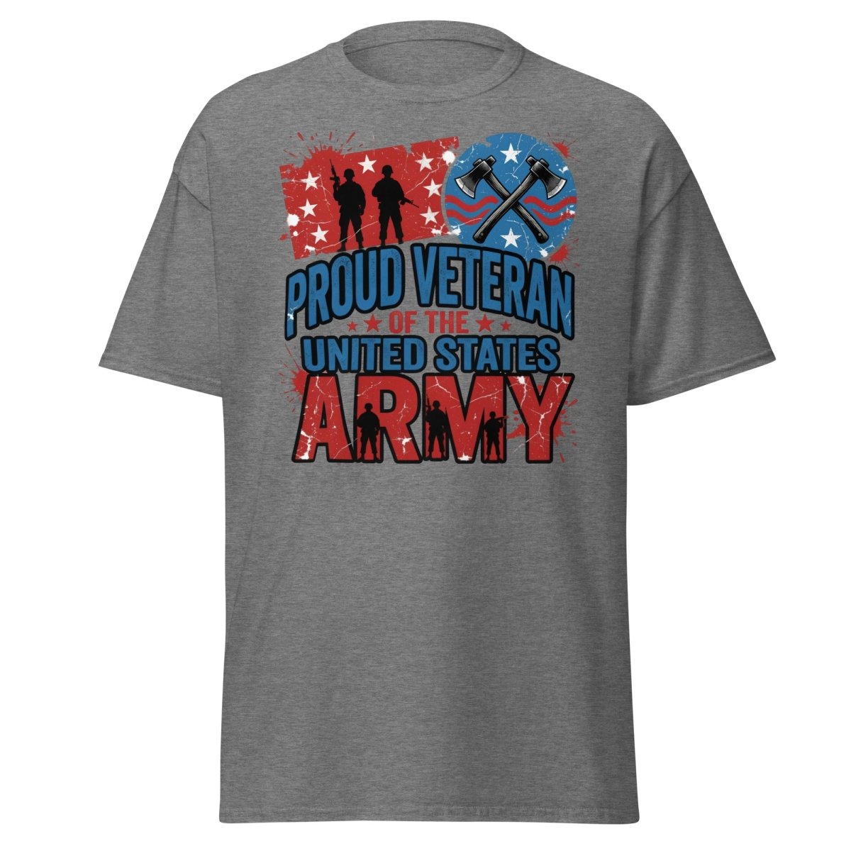 Proud Veteran US Army T-Shirt | Military Graphic Tee - Graphite Heather - TeeRipple