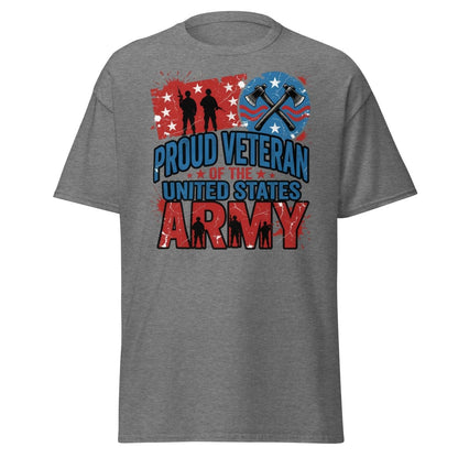 Proud Veteran US Army T-Shirt | Military Graphic Tee - Graphite Heather - TeeRipple