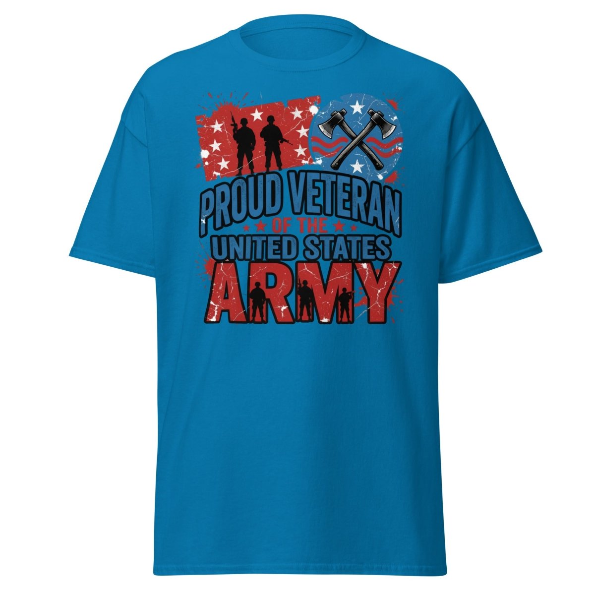 Proud Veteran US Army T-Shirt | Military Graphic Tee - Sapphire - TeeRipple