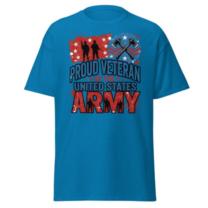 Proud Veteran US Army T-Shirt | Military Graphic Tee - Sapphire - TeeRipple