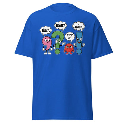 Punctuation Party T-Shirt – Funny Grammar Humor Tee - Royal - TeeRipple