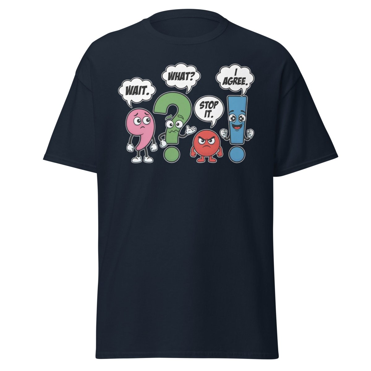 Punctuation Party T-Shirt – Funny Grammar Humor Tee - Navy - TeeRipple