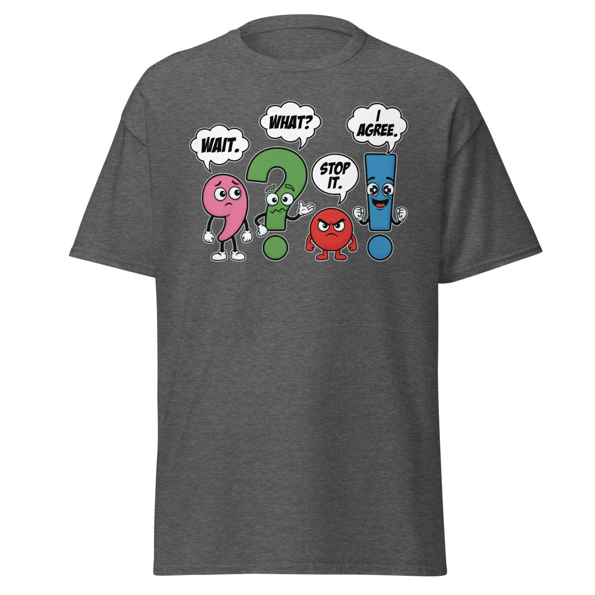 Punctuation Party T-Shirt – Funny Grammar Humor Tee - Dark Heather - TeeRipple