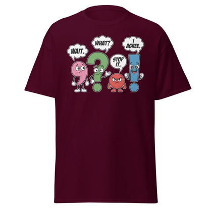 Punctuation Party T-Shirt – Funny Grammar Humor Tee - Maroon - TeeRipple