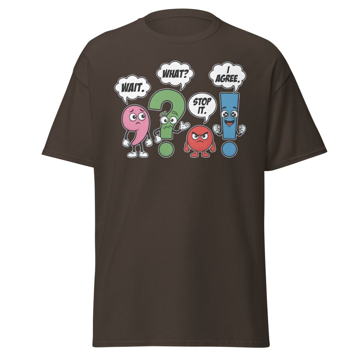 Punctuation Party T-Shirt – Funny Grammar Humor Tee - Dark Chocolate - TeeRipple