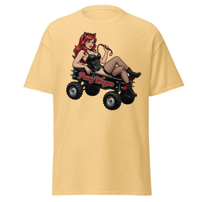 Pussy Wagon Pin - Up Catgirl T-Shirt | Adult Humor Tee - Yellow Haze - TeeRipple