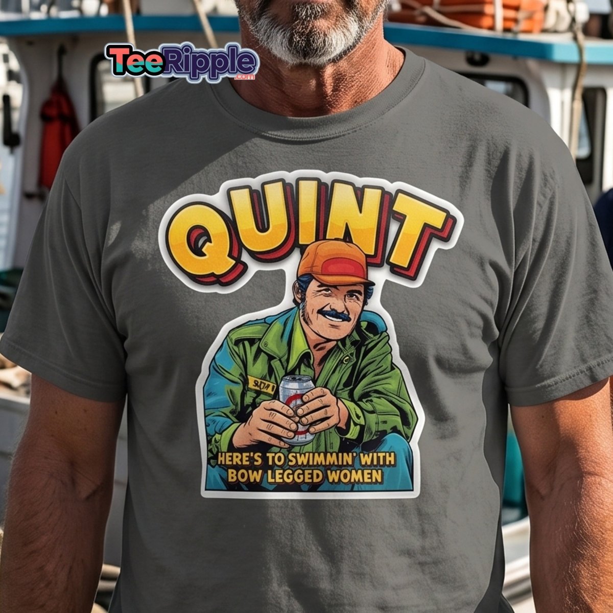 Quint Jaws "Bow Legged Women" Funny T-Shirt - Maroon - TeeRipple