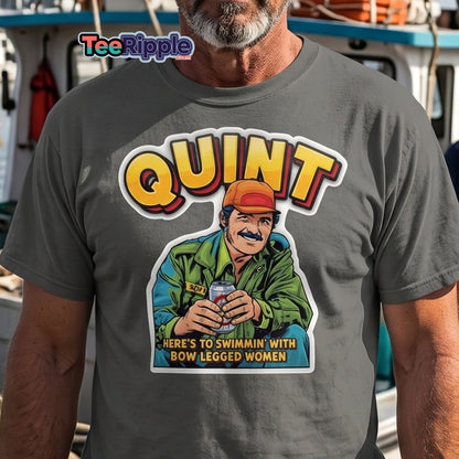 Quint Jaws "Bow Legged Women" Funny T-Shirt - Maroon - TeeRipple