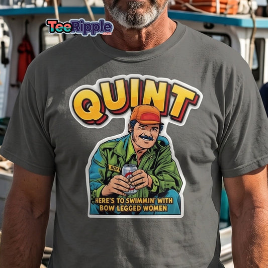 Quint Jaws "Bow Legged Women" Funny T-Shirt - Maroon - TeeRipple