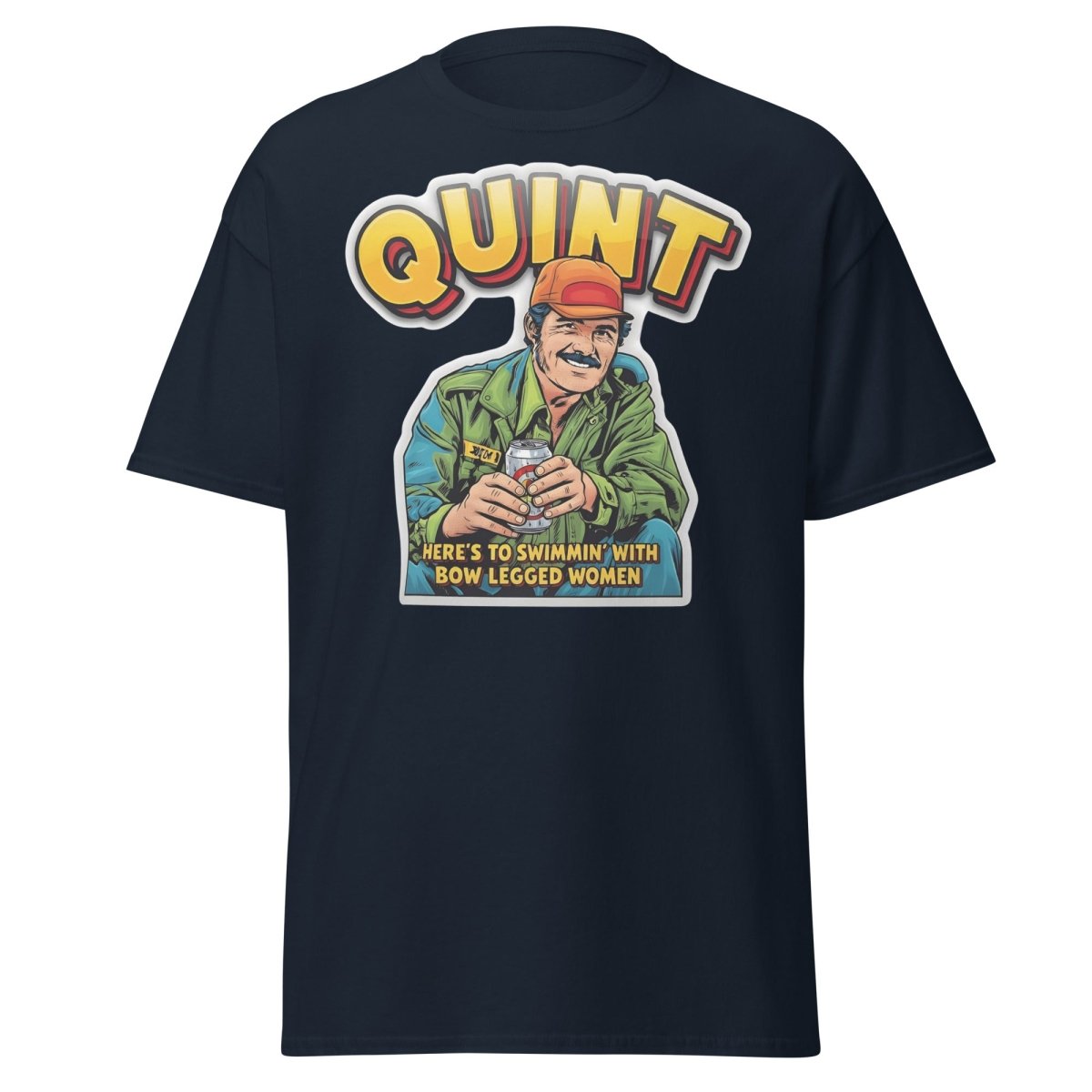 Quint Jaws "Bow Legged Women" Funny T-Shirt - Navy - TeeRipple