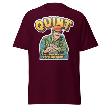 Quint Jaws "Bow Legged Women" Funny T-Shirt - Maroon - TeeRipple