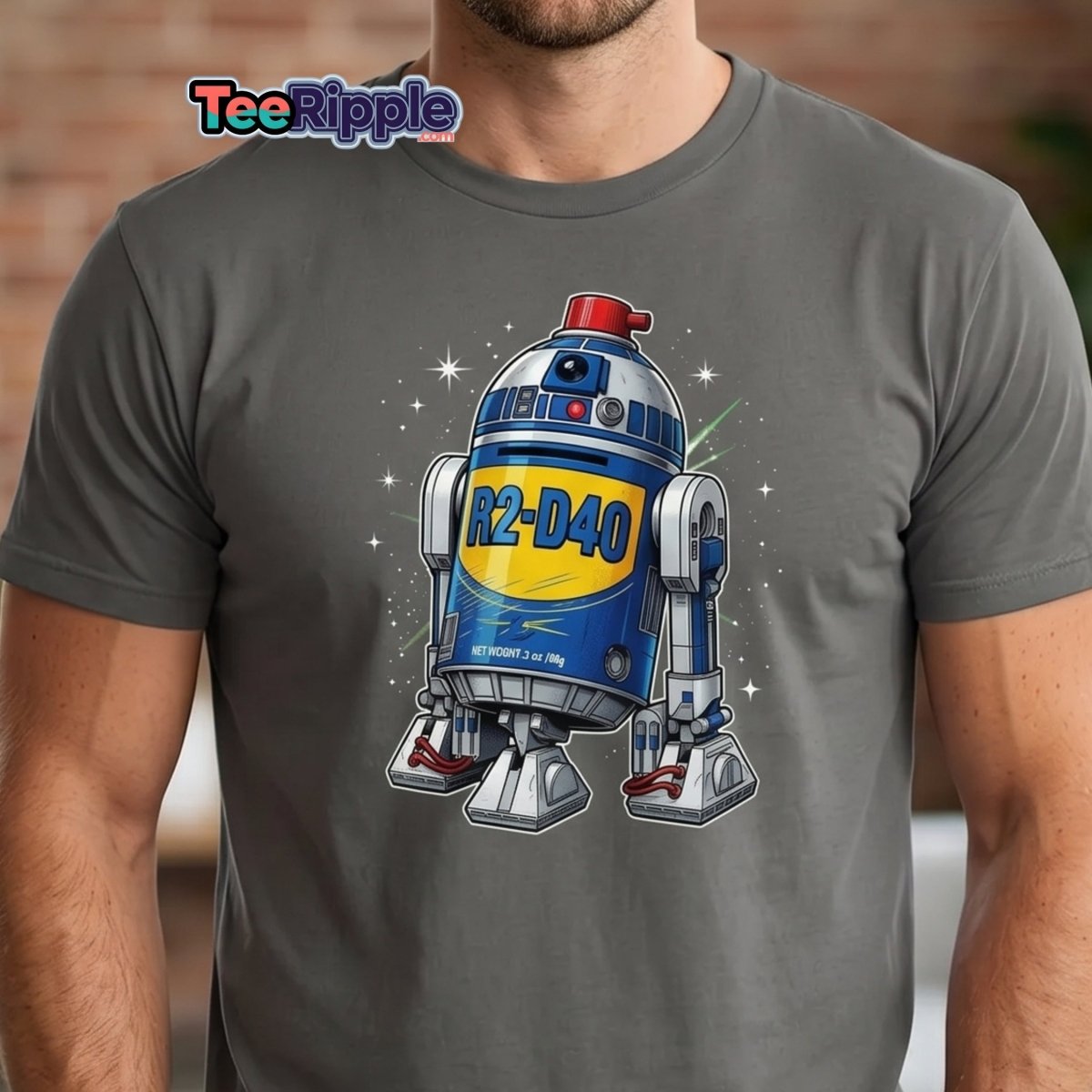 R2-D40 WD-40 Parody T-Shirt – Funny Star Wars Tee - Maroon - TeeRipple