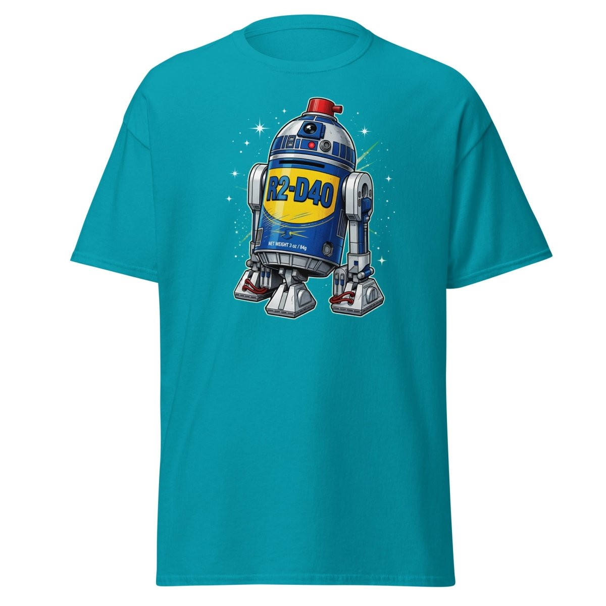 R2-D40 WD-40 Parody T-Shirt – Funny Star Wars Tee - Tropical Blue - TeeRipple