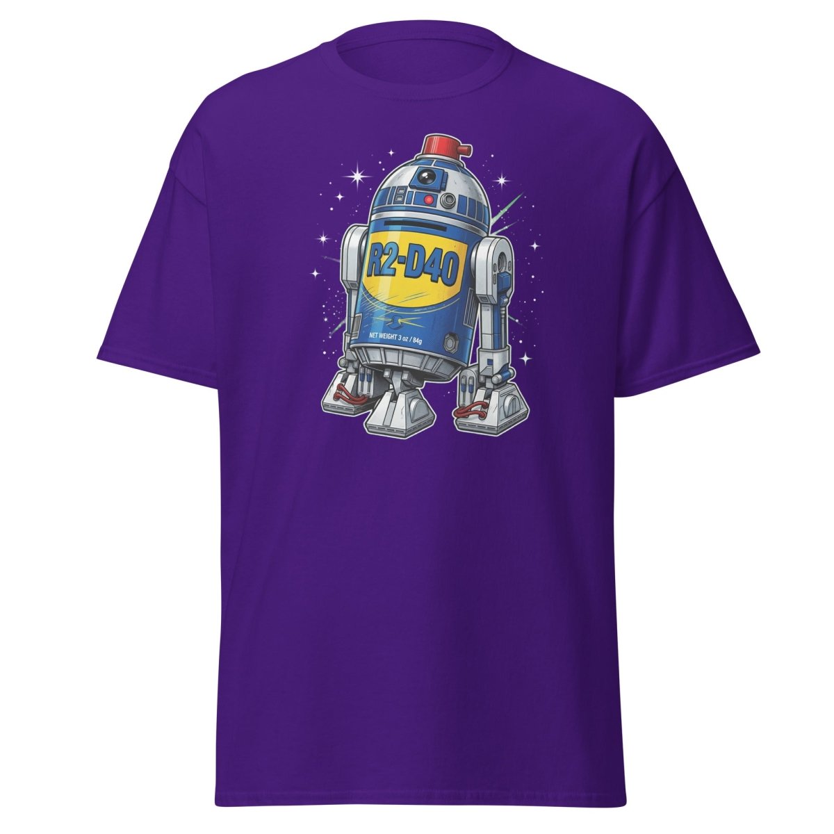 R2-D40 WD-40 Parody T-Shirt – Funny Star Wars Tee - Purple - TeeRipple