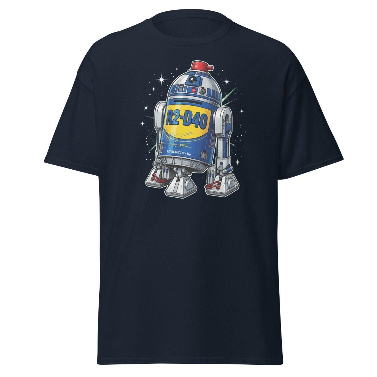 R2-D40 WD-40 Parody T-Shirt – Funny Star Wars Tee - Navy - TeeRipple