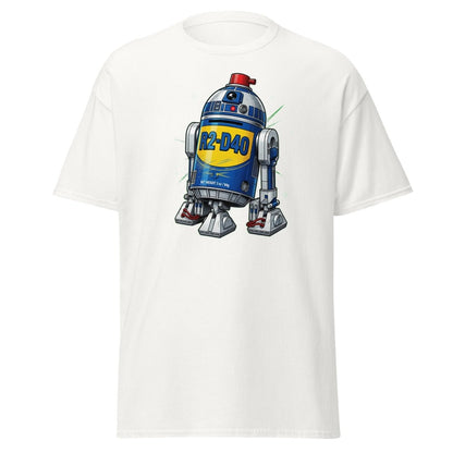 R2-D40 WD-40 Parody T-Shirt – Funny Star Wars Tee - White - TeeRipple
