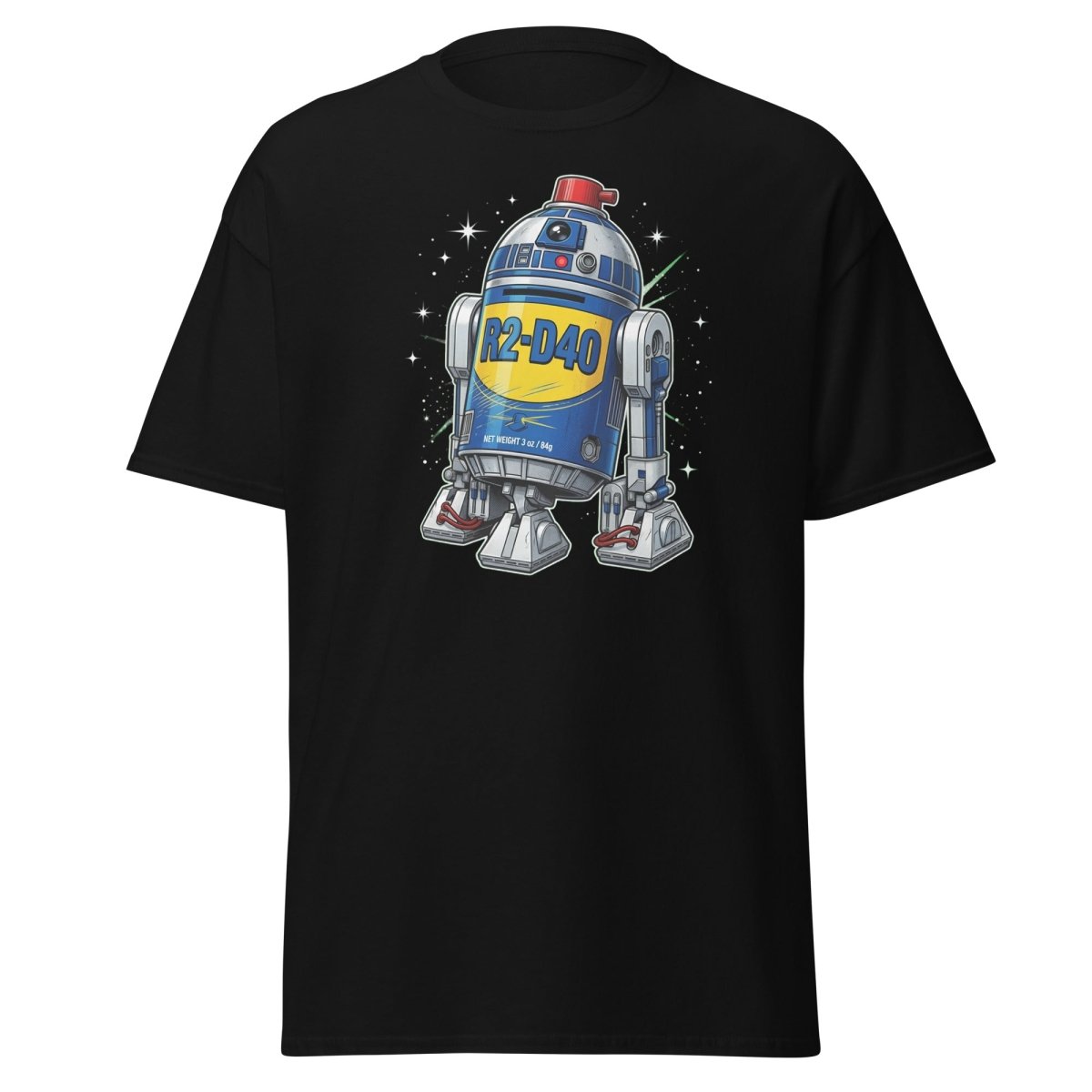 R2-D40 WD-40 Parody T-Shirt – Funny Star Wars Tee - Black - TeeRipple