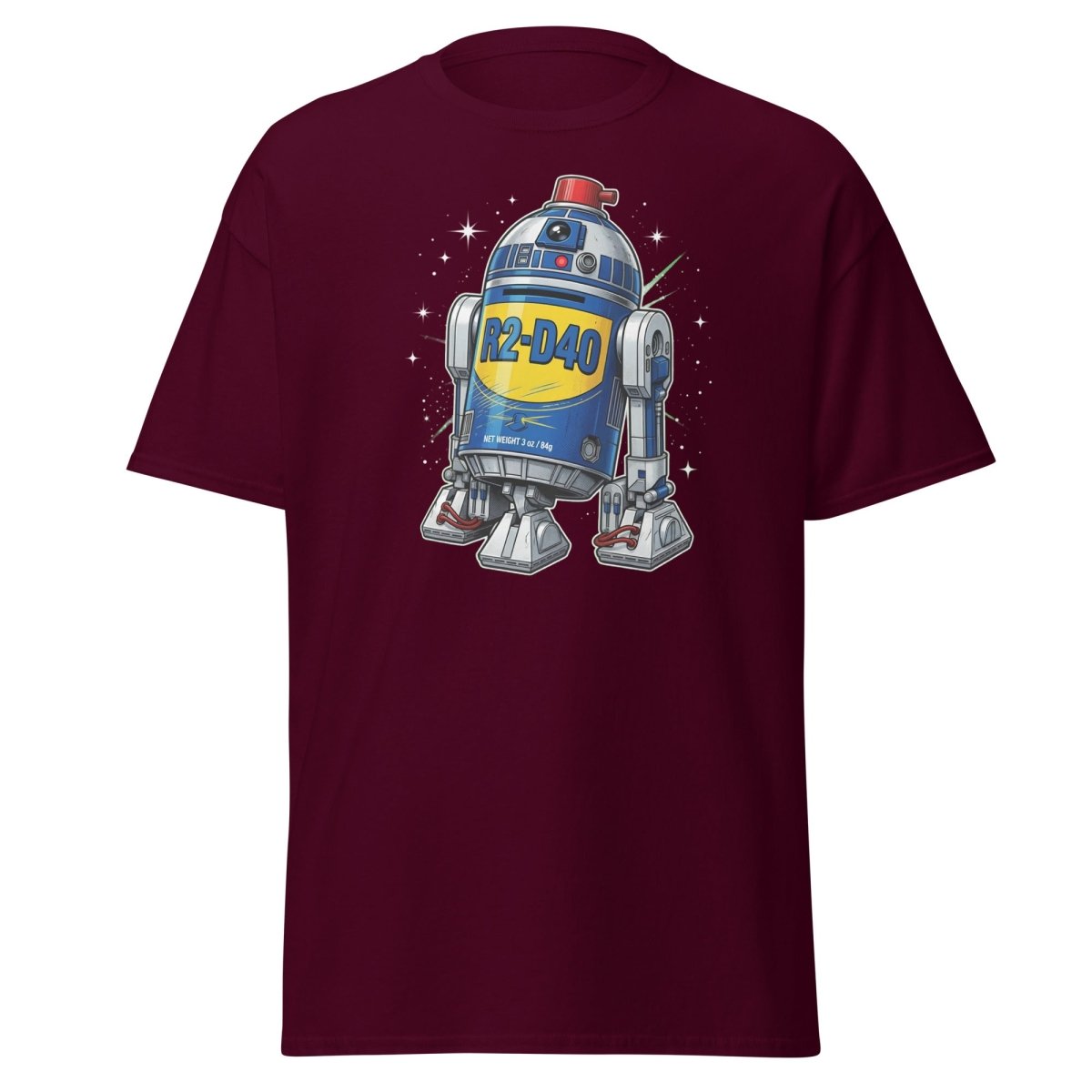 R2-D40 WD-40 Parody T-Shirt – Funny Star Wars Tee - Maroon - TeeRipple