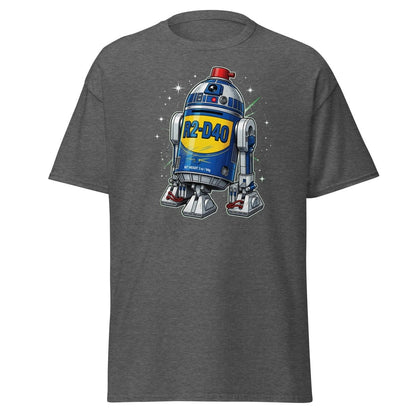 R2-D40 WD-40 Parody T-Shirt – Funny Star Wars Tee - Dark Heather - TeeRipple