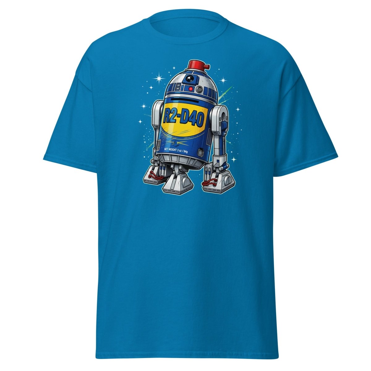 R2-D40 WD-40 Parody T-Shirt – Funny Star Wars Tee - Sapphire - TeeRipple