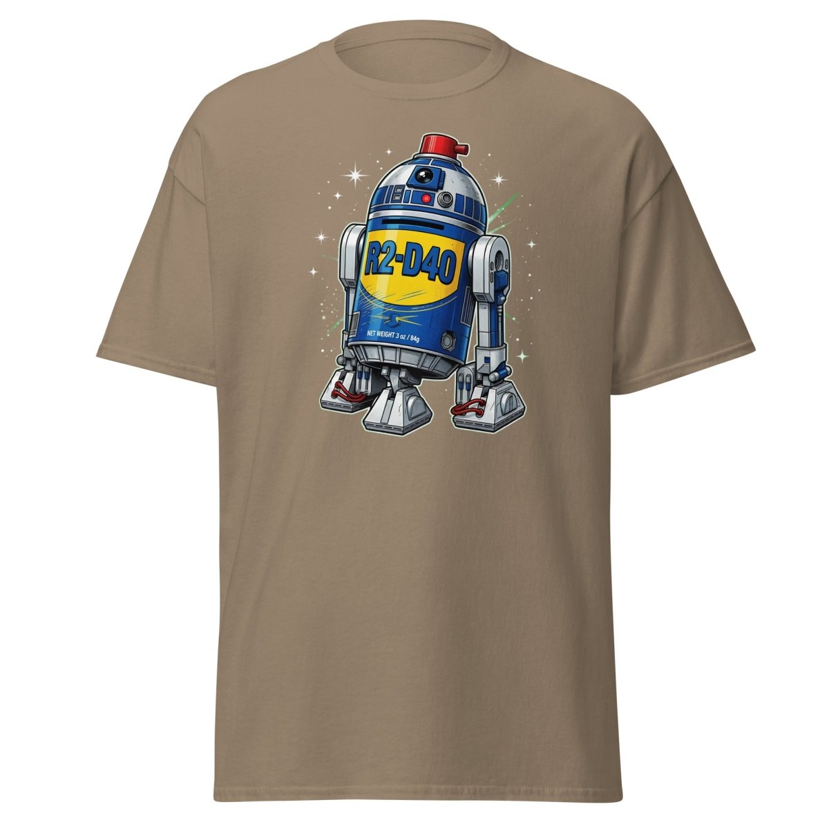 R2-D40 WD-40 Parody T-Shirt – Funny Star Wars Tee - Brown Savana - TeeRipple