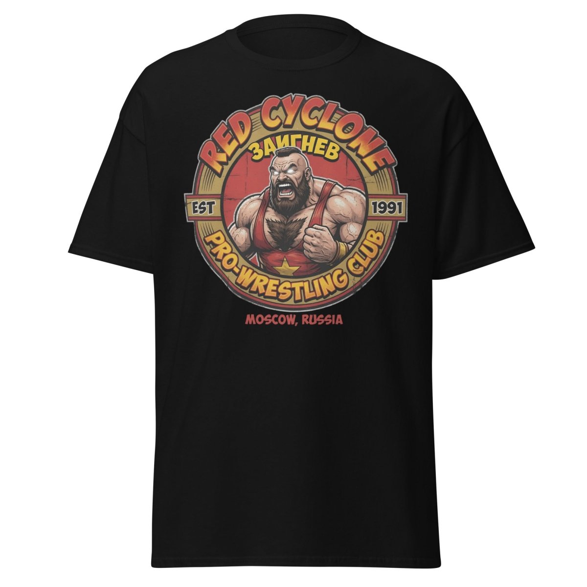 Red Cyclone Pro Wrestling T-Shirt - Moscow 1991 - Black - TeeRipple