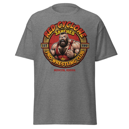 Red Cyclone Pro Wrestling T-Shirt - Moscow 1991 - Graphite Heather - TeeRipple