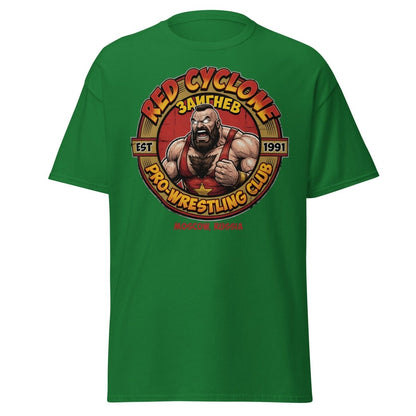 Red Cyclone Pro Wrestling T-Shirt - Moscow 1991 - Turf Green - TeeRipple
