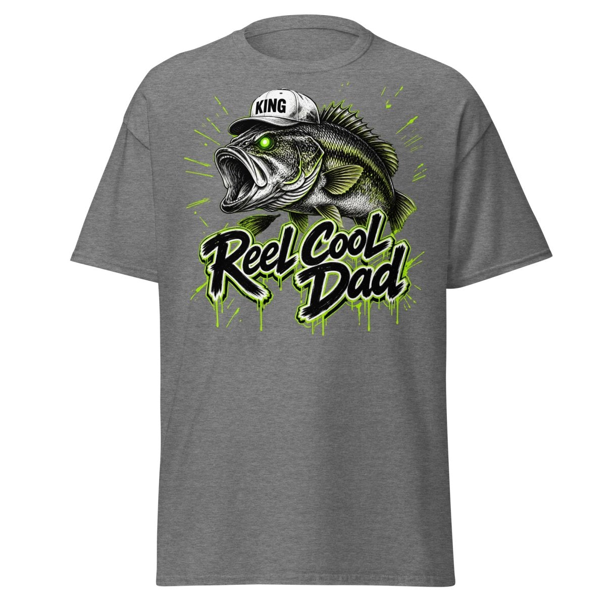 Reel Cool Dad Fishing T-Shirt – Funny Bass King Tee - Graphite Heather - TeeRipple