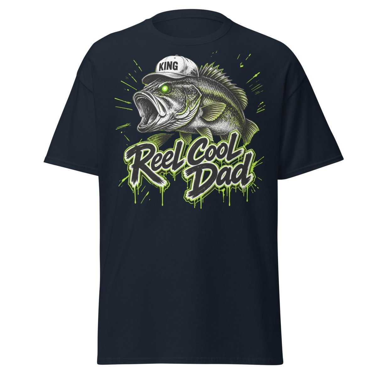 Reel Cool Dad Fishing T-Shirt – Funny Bass King Tee - Navy - TeeRipple