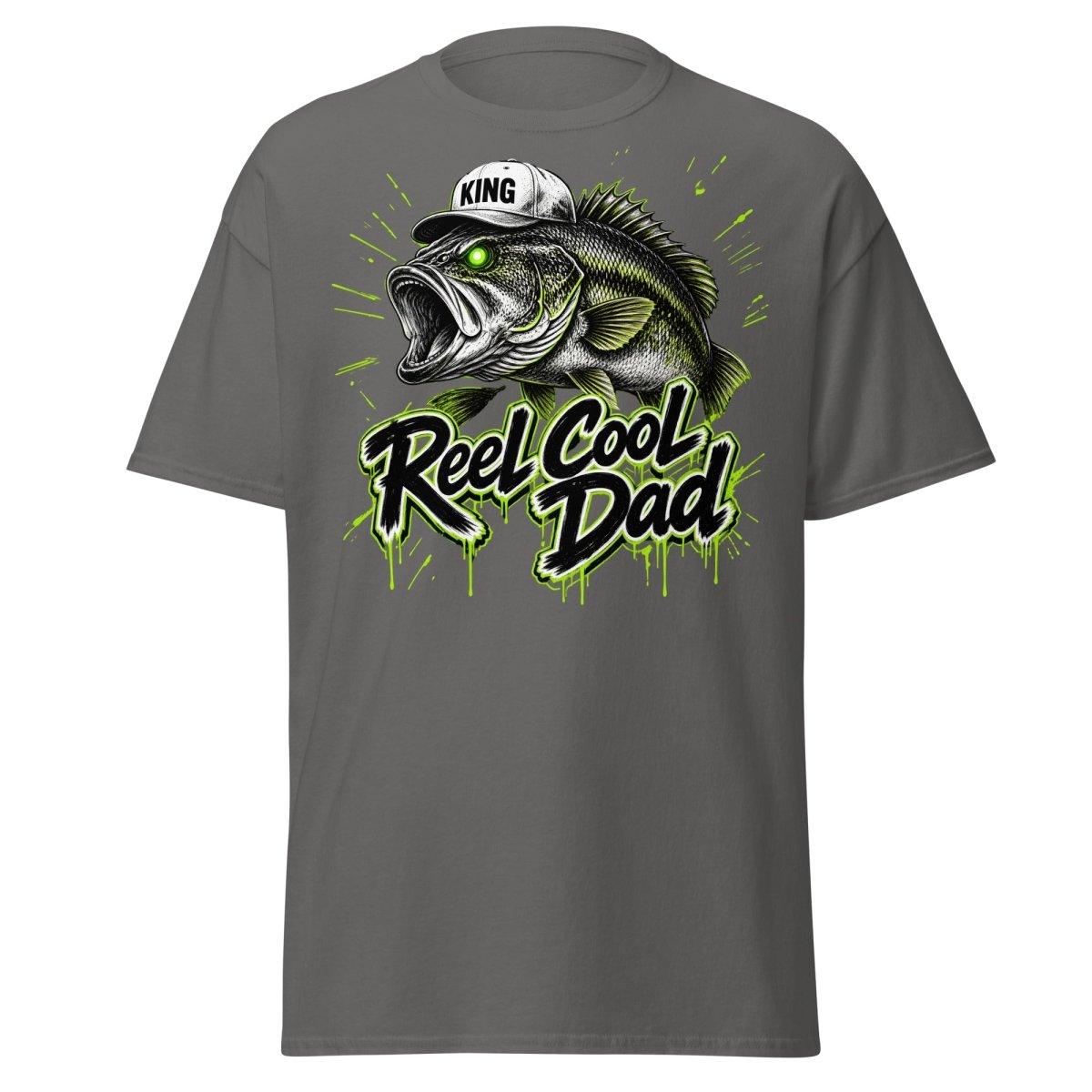 Reel Cool Dad Fishing T-Shirt – Funny Bass King Tee - Charcoal - TeeRipple
