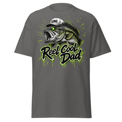 Reel Cool Dad Fishing T-Shirt – Funny Bass King Tee - Charcoal - TeeRipple