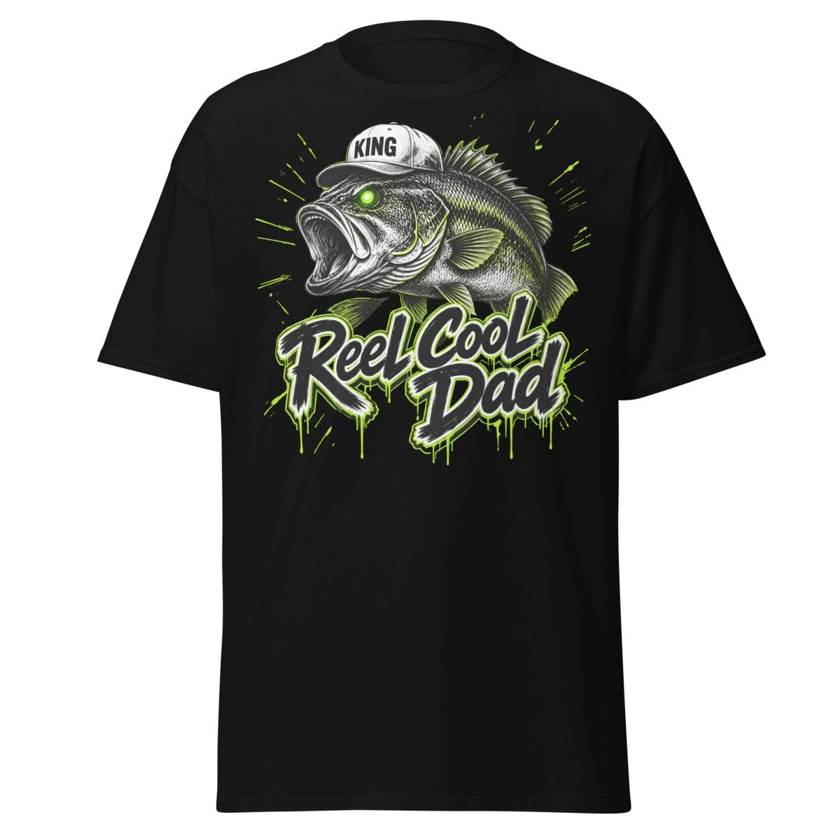 Reel Cool Dad Fishing T-Shirt – Funny Bass King Tee - Black - TeeRipple