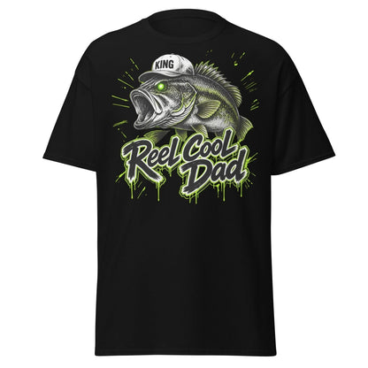 Reel Cool Dad Fishing T-Shirt – Funny Bass King Tee - Black - TeeRipple
