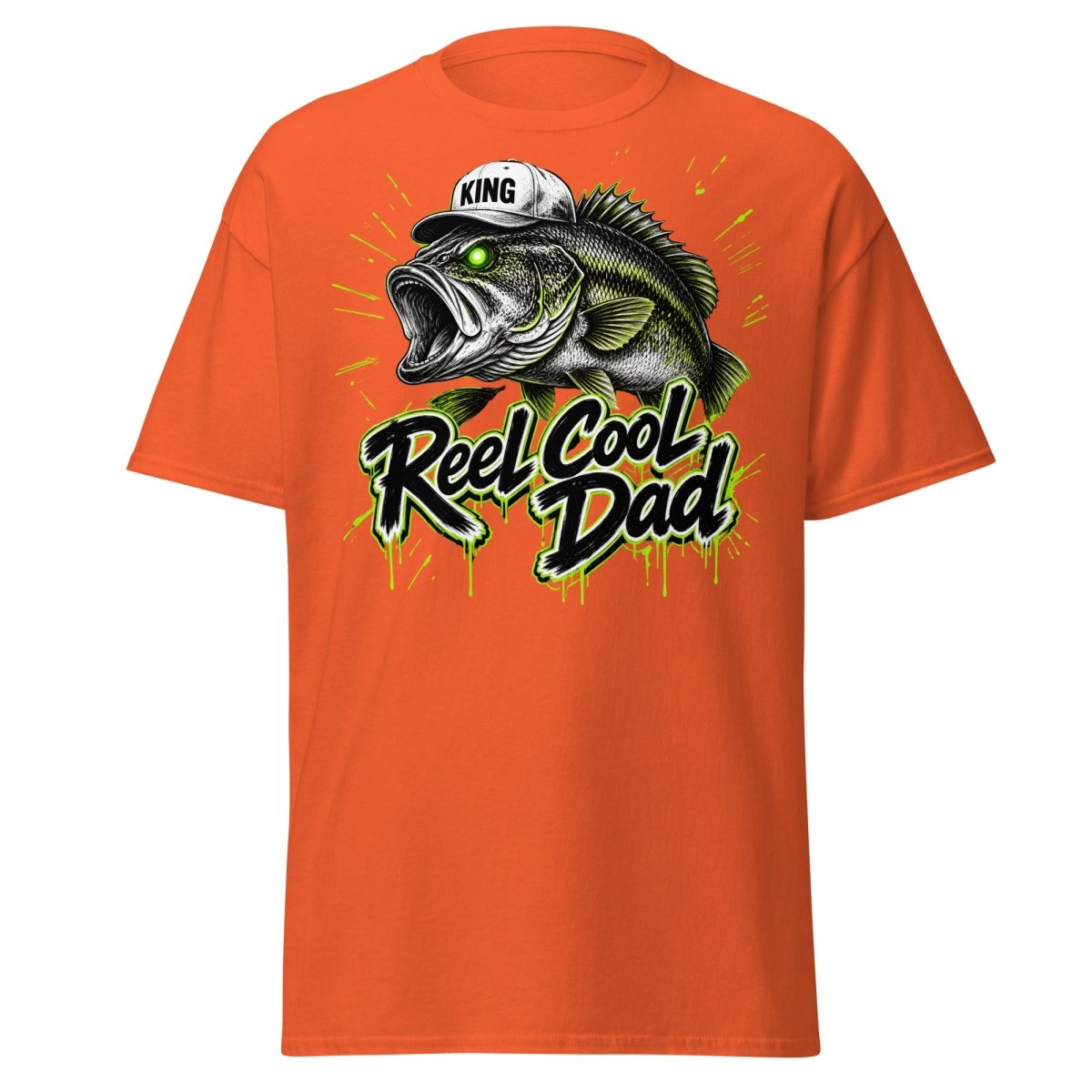 Reel Cool Dad Fishing T-Shirt – Funny Bass King Tee - Orange - TeeRipple