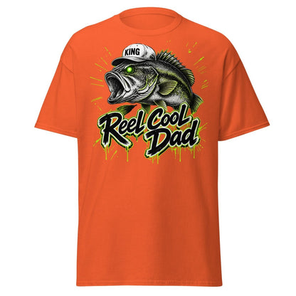 Reel Cool Dad Fishing T-Shirt – Funny Bass King Tee - Orange - TeeRipple
