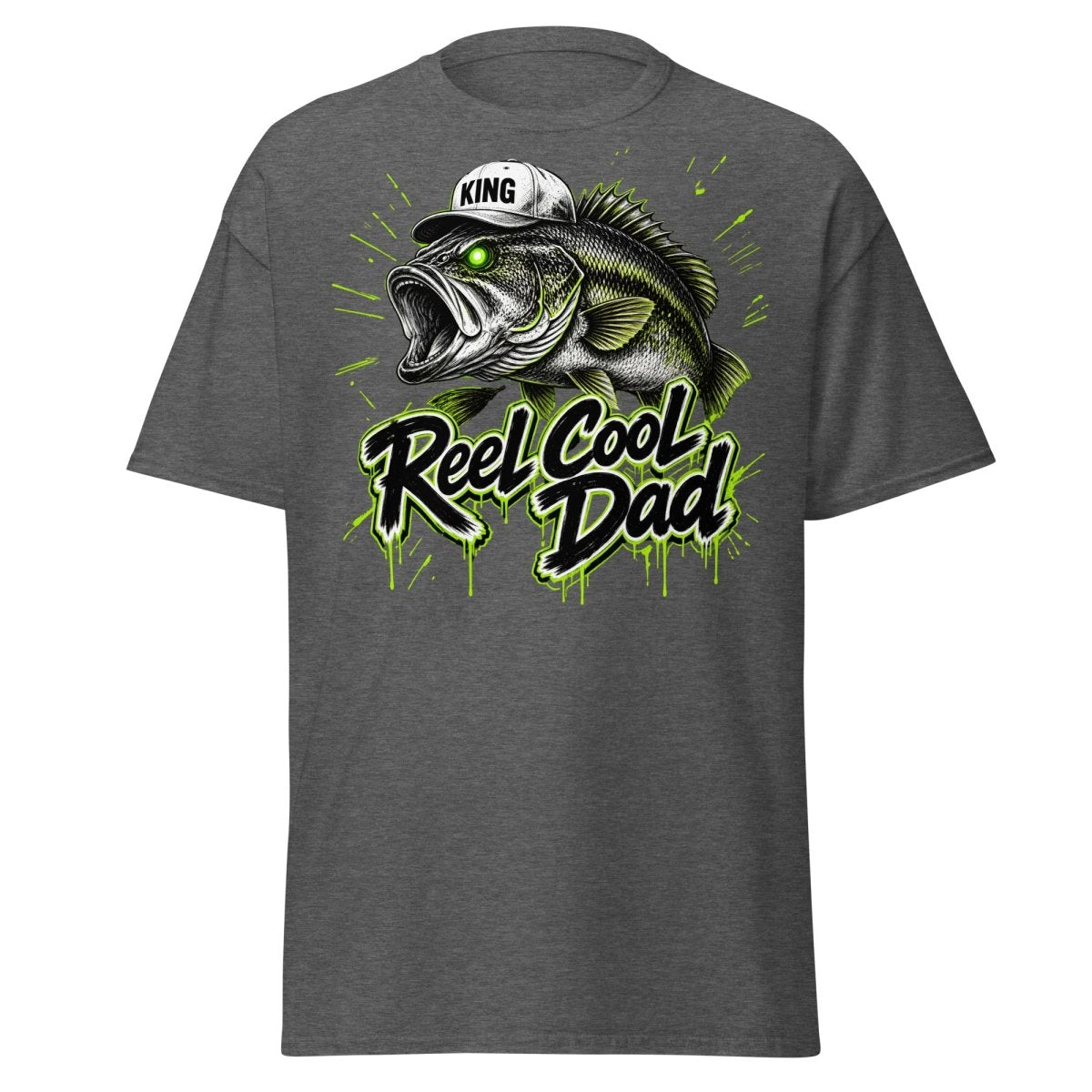 Reel Cool Dad Fishing T-Shirt – Funny Bass King Tee - Dark Heather - TeeRipple