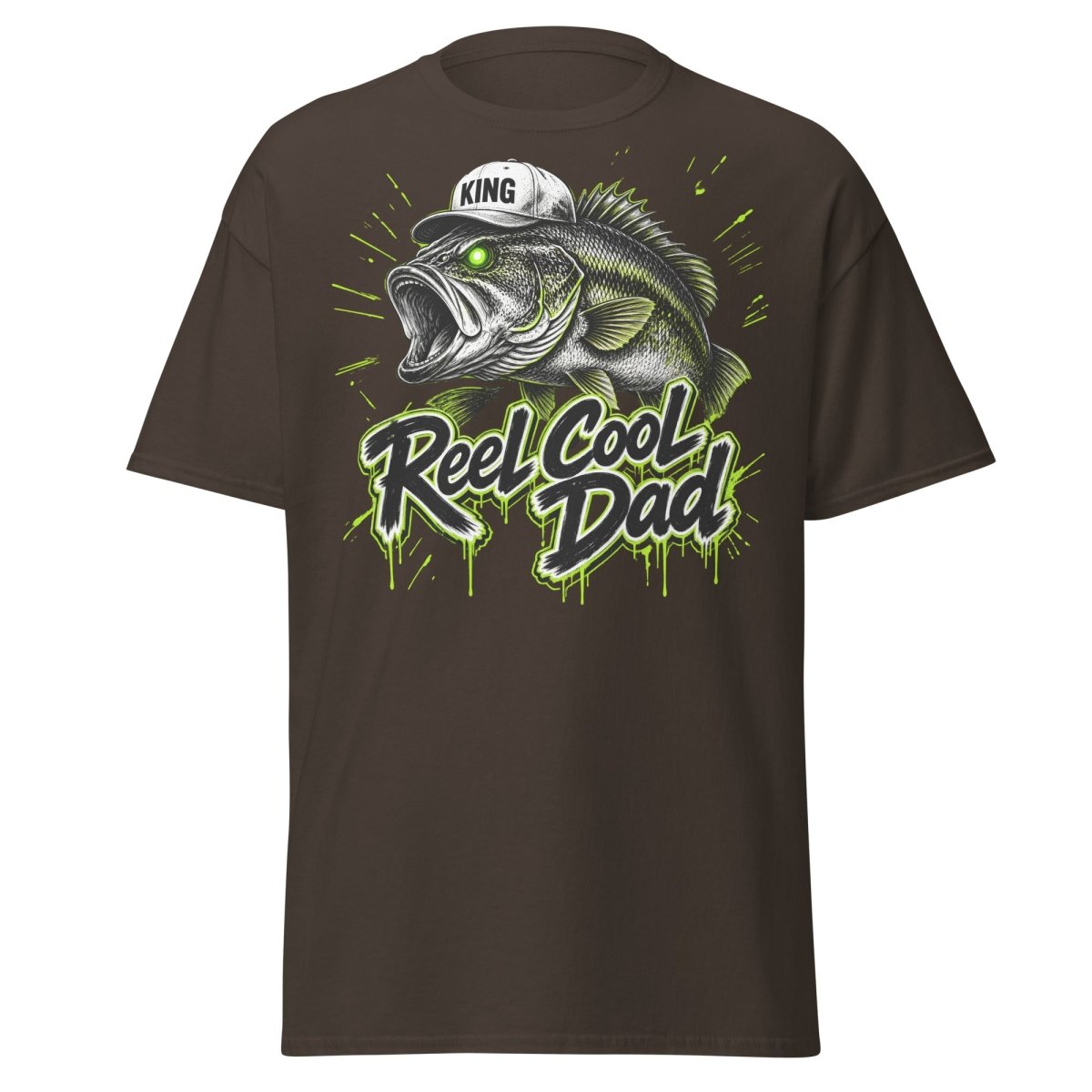 Reel Cool Dad Fishing T-Shirt – Funny Bass King Tee - Dark Chocolate - TeeRipple