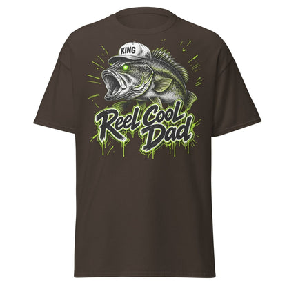 Reel Cool Dad Fishing T-Shirt – Funny Bass King Tee - Dark Chocolate - TeeRipple
