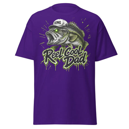 Reel Cool Dad Fishing T-Shirt – Funny Bass King Tee - Purple - TeeRipple