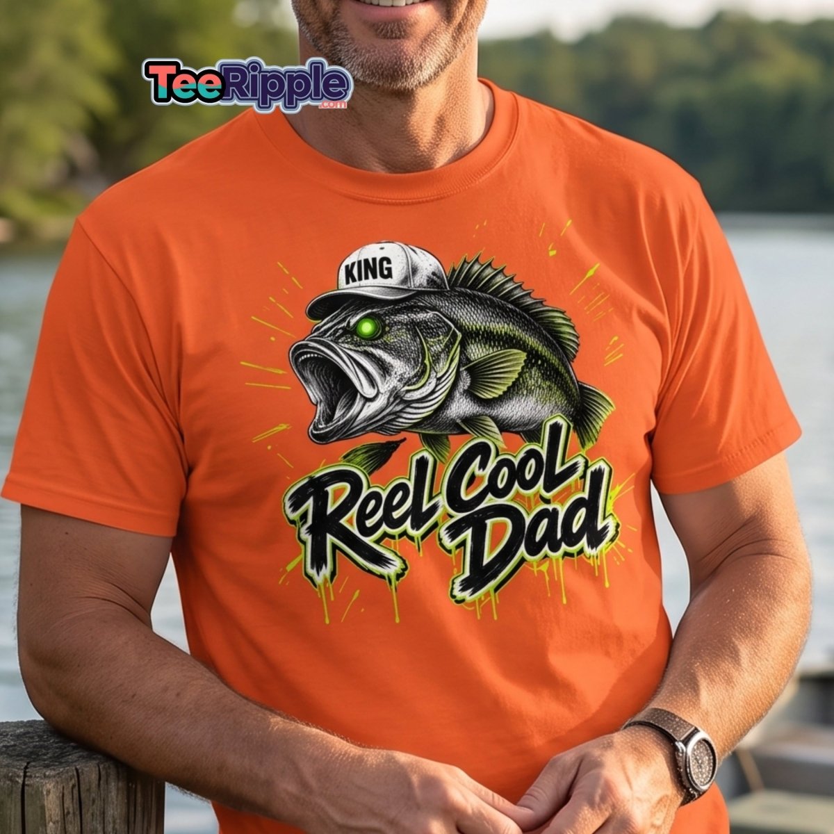 Reel Cool Dad Fishing T-Shirt – Funny Bass King Tee - Maroon - TeeRipple