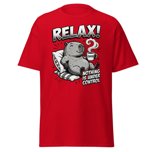 Relax! Nothing Is Under Control Beaver T-Shirt - Red - TeeRipple